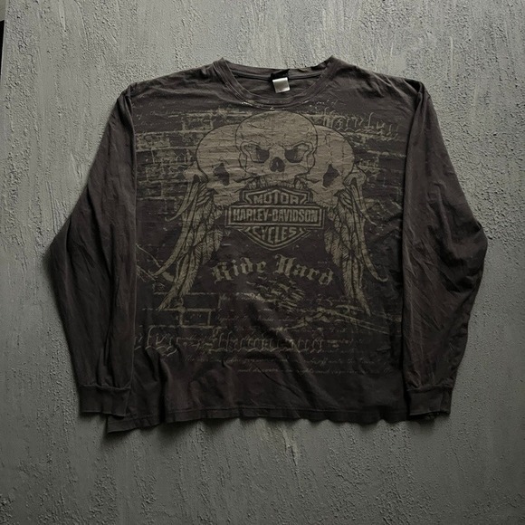 Harley-Davidson Other - Harley Davidson Shirt XL Black Daytona Beach Skulls Long Sleeve Y2K